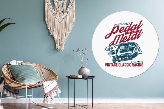 WallCircle - Peinture - Pédales Vélo Citation Rétro Xxl - Multicolore - 120 X 120 Cm