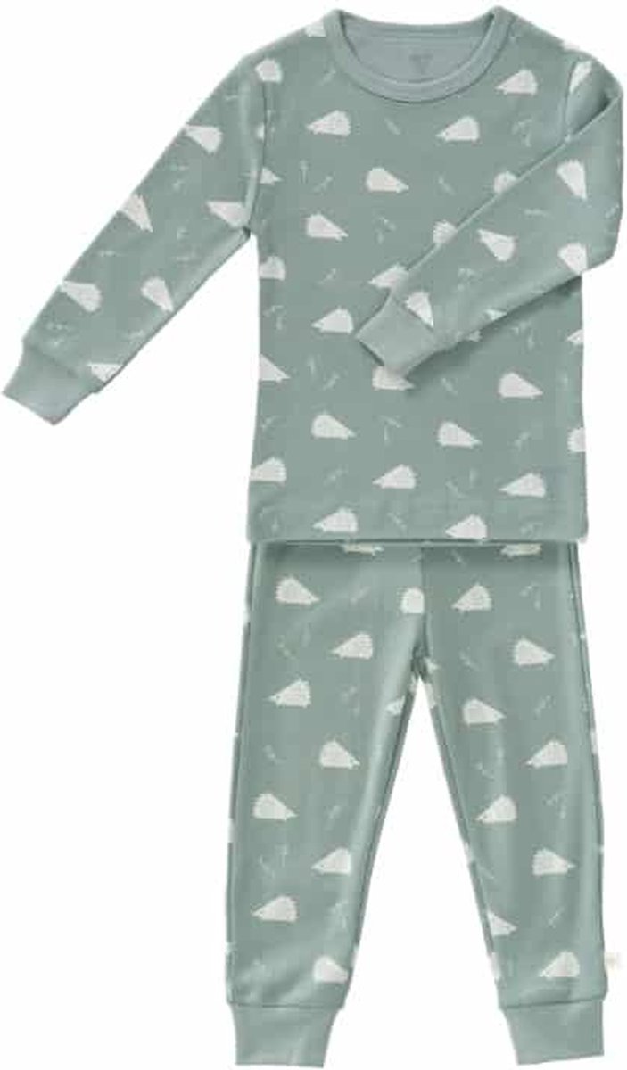 Fresk Pyjama voor Kinderen – 2 jaar – 2-delig – Pyjama Jongens – Elastische Tailleband – Biologisch Katoen – Groen – Hedgehog