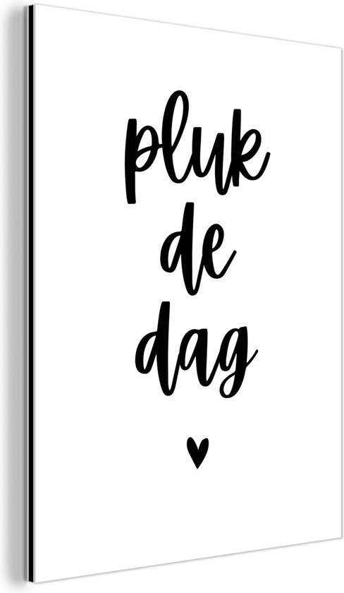 Wanddecoratie Metaal - Aluminium Schilderij Industrieel - Carpe diem - Quotes - Pluk de dag - Spreuken - 90x120 cm - Dibond - Foto op aluminium - Industriële muurdecoratie - Voor de woonkamer/slaapkamer