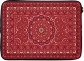 Laptophoes 13 inch - Perzisch Tapijt - Vloerkleed - Mandala - Rood - Laptop sleeve - Binnenmaat 32x22,5 cm - Zwarte achterkant