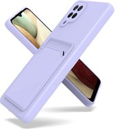 Hoesje Geschikt Voor Samsung Galaxy A42 Hoesje met pasjeshouder Lila - Hoesje Geschikt Voor Samsung Galaxy A42 5G hoesje Soft silicone colour case met kaarthouder