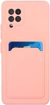 Hoesje Geschikt Voor Samsung Galaxy A72 Hoesje met pasjeshouder Licht Rose - Hoesje Geschikt Voor Samsung Galaxy A72 hoesje Soft silicone colour case met kaarthouder