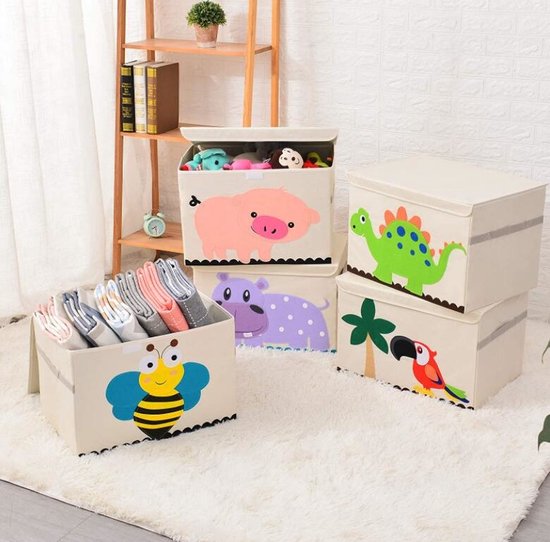 Opbergkist kinderen - Speelgoedkist - Leuke Bij - Opbergkist voor de babykamer - Wasmand Kinderkamer - Opbergen speelgoedmand - Wit - Geel — afbeelding 5