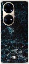 6F hoesje - geschikt voor Huawei P50 Pro -  Transparant TPU Case - Dark Blue Marble #ffffff