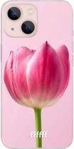 6F hoesje - geschikt voor iPhone 13 Mini -  Transparant TPU Case - Pink Tulip #ffffff