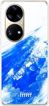 6F hoesje - geschikt voor Huawei P50 Pro -  Transparant TPU Case - Blue Brush Stroke #ffffff