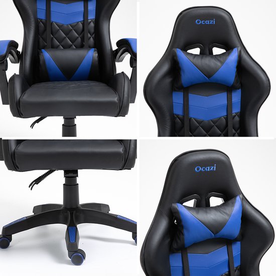 Ocazi Alaska Gamestoel - Gaming Chair - Bureaustoel - Zwart/Blauw - Ocazi