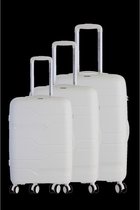 FRANCE BAG Set van 3 polypropyleen koffers met 8 wielen, multidirectioneel, wit