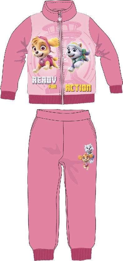 Paw Patrol  set joggingpak / trainingspak / vrijetijdspak - Vest + Broek  - Roze - Maat 122 (maatlabel 128)