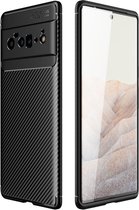 Google Pixel 6 Pro Hoesje Siliconen Carbon TPU Back Cover Zwart