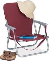 Relaxdays strandstoel opvouwbaar - set van 2 - lage campingstoel - kampeerstoel leuning - rood
