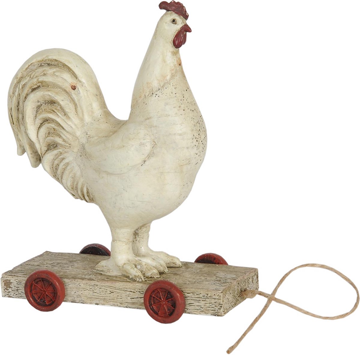 Clayre & Eef Beeld Haan 15x7x17 cm Wit Polyresin