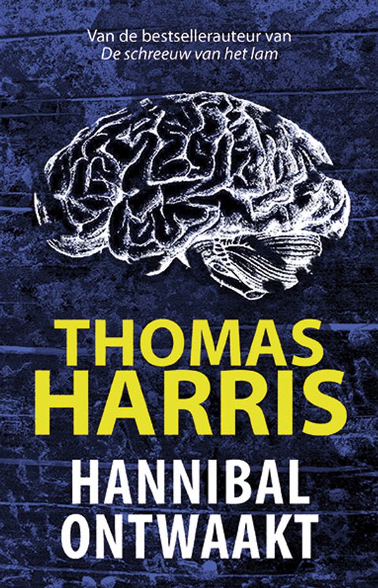 Boekcover 'Hannibal Ontwaakt' met een grijze illustratie van een brein op een stenen muur.