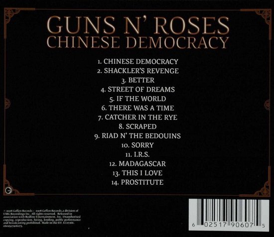 Guns N Roses Chinese Democracy Cd Guns N Roses Muziek Bol 6395