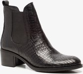 TwoDay leren dames Chelsea boots met croco print - Zwart - Maat 38 - Echt leer