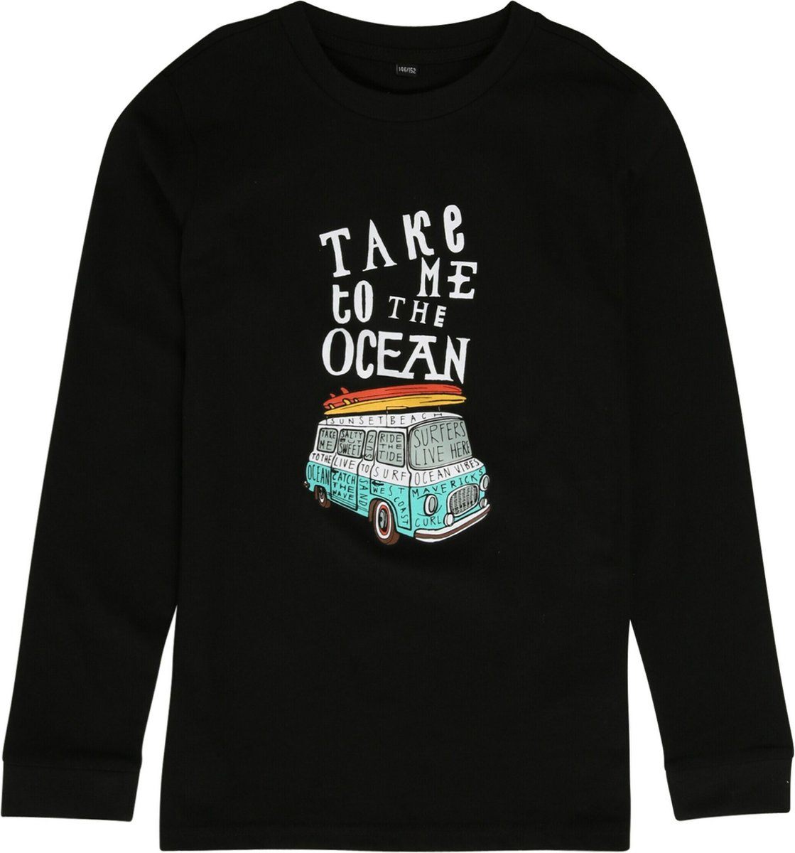 Mister Tee Take Me To The Ocean Kinder Longsleeve shirt Take Me To The Ocean Kids 122/128 Zwart