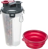 Trixie waterfles / voerfles inclusief reisbak kunststof / silicone - 2x350 ml 11x11x23 cm - 1 stuks