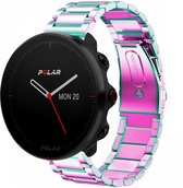 Stalen Smartwatch bandje - Geschikt voor  Polar Vantage M stalen band - regenboog - Strap-it Horlogeband / Polsband / Armband