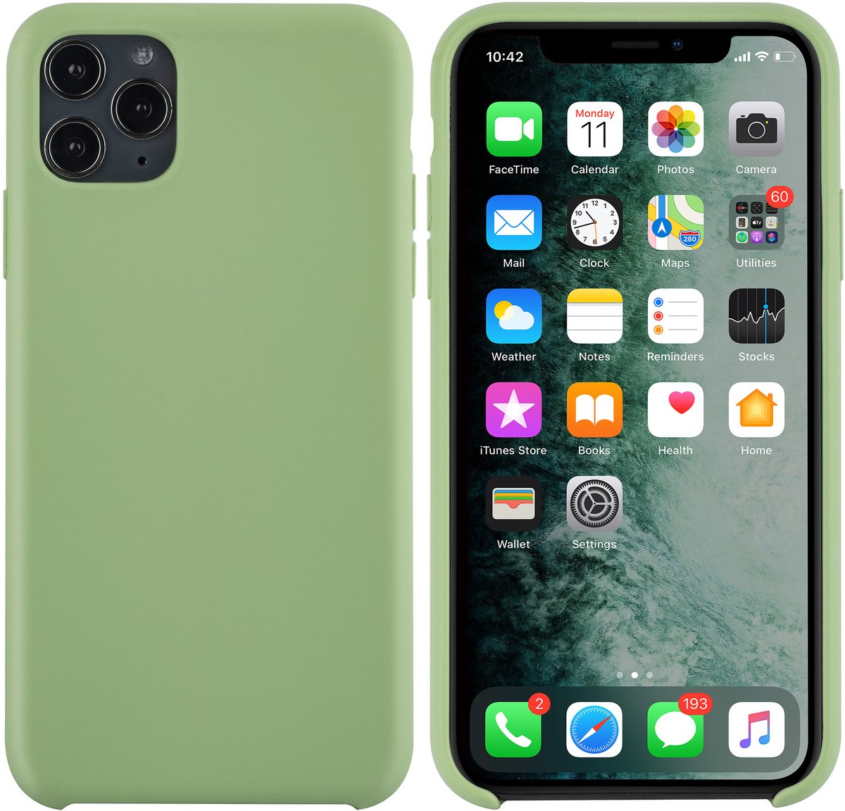 Apple iPhone 11 Pro Max Licht groen Backcover hoesje - silicone