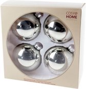 Cosy @ Home - Kerstbal - Glas - Zilver - Glanzend - D10cm - set/4