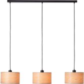 Brilliant lamp Romm hanglamp 3-vlams hout licht / zwart, 3x A60, E27, 52W, kabel inkortbaar / in hoogte verstelbaar