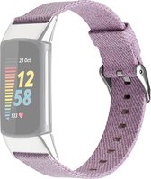 By Qubix - Fitbit Charge 5 Nylon bandje - Lichtpaars - Fitbit charge bandje