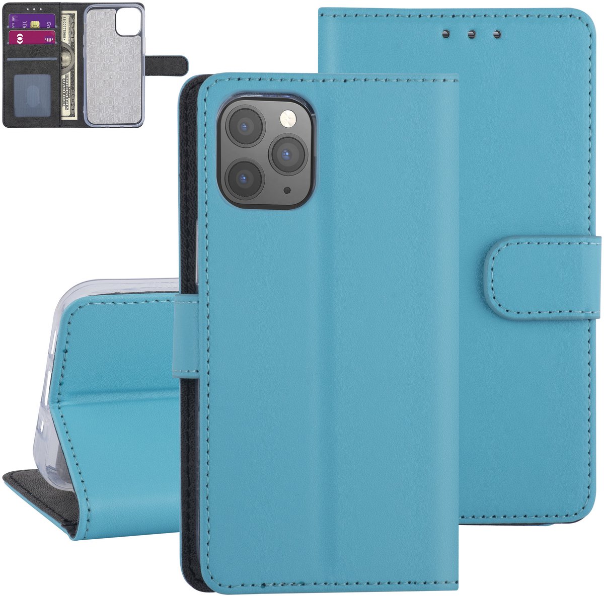 Hoesje voor iPhone 12-12 Pro - LichtBlauw - Book Case - TPU
