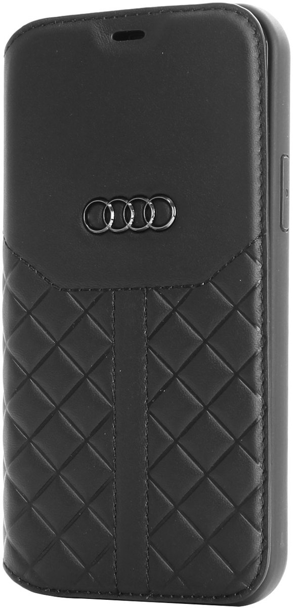 Audi hoesje - Zwart - iPhone 12 Pro Max - Book Case - Q8 Serie - Genuine Leather
