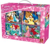 Disney 4 in 1 Puzzel Prinsessen - Vier Kinderpuzzels in een Koffertje - King