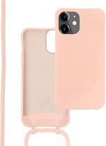 xoxo Wildhearts silicone case met koord - Telefoonhoesje met koord - Backcover hoesje met telefoonkoord - Lovely Pink Cord Case - geschikt voor Apple iPhone 12 - roze
