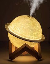 Cleana - Saturnus Lamp 3D - Planeet Lamp Diffuser - Maan Lamp - Aromatherapie - 3 Kleuren