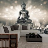 Zelfklevend fotobehang - Zilveren Boeddha, premium print, 8 maten