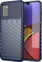 Samsung Galaxy A03s Hoesje - Mobigear - Groove Serie - TPU Backcover - Blauw - Hoesje Geschikt Voor Samsung Galaxy A03s