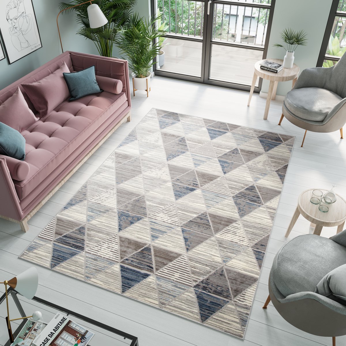 Tapiso Asthane Vloerkleed Grijs Blauw Slaapkamer Woonkamer Tapijt Maat - 80x150 Grijs3