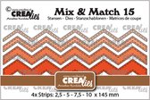 Mix & Match 15 - Zigzag strips - Stiksteeklijn - 2.5 - 5 - 7.5 - 10 x 145mm