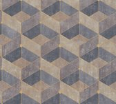 AS Creation Titanium 3 - Papier peint géométrique - Graphique - beige or gris marron - 1005 x 53 cm
