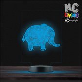 Led Lamp Met Gravering - RGB 7 Kleuren - Olifant