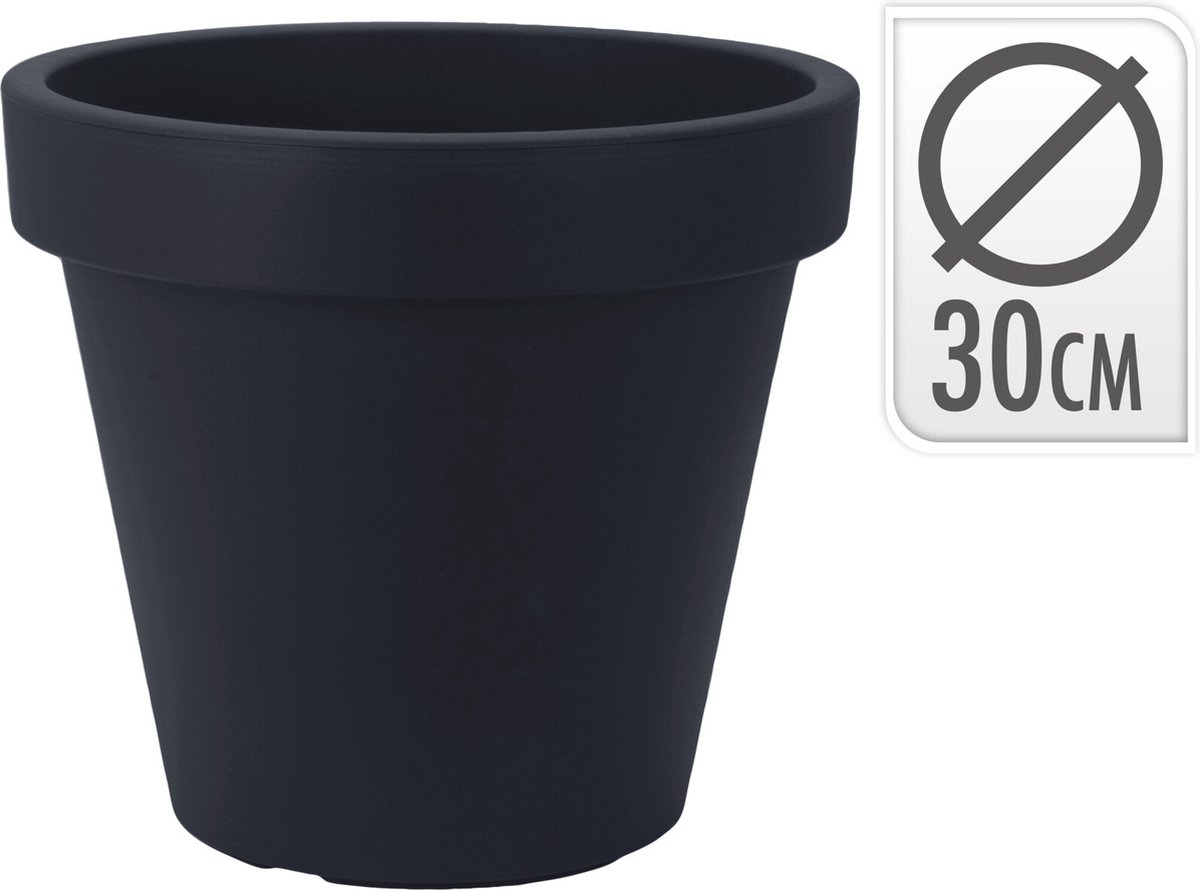 Relaxwonen - Bloempot - ⌀30cm - Antraciet - Rond - Plantenbak