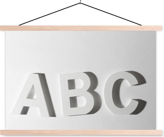 Posterhanger incl. Poster Schoolplaat - Witte blokletters die ABC spellen 90x60 cm... | bol.com