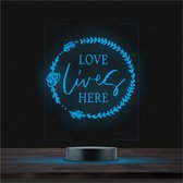 Led Lamp Met Gravering - RGB 7 Kleuren - Love Lives Here