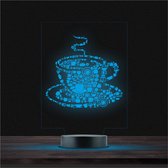 Led Lamp Met Gravering - RGB 7 Kleuren - Koffie