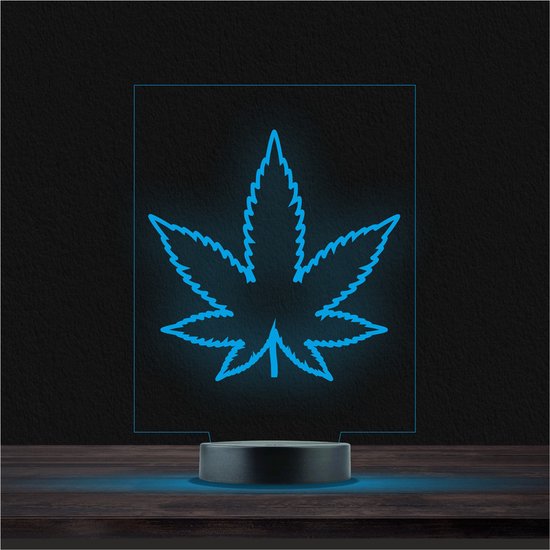 Led Lamp Met Gravering - RGB 7 Kleuren - Weed