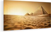 Artaza Glasschilderij - Egyptische Piramides - Egypte - 120x60 - Groot - Plexiglas Schilderij - Foto op Glas