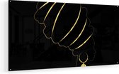 Artaza Glasschilderij - Afrikaanse Vrouw Met Gouden Zwarte Tulband - 120x60 - Groot - Plexiglas Schilderij - Foto op Glas