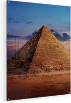 Artaza Glasschilderij - Egyptische Piramides in de Woestijn - 80x100 - Groot - Plexiglas Schilderij - Foto op Glas