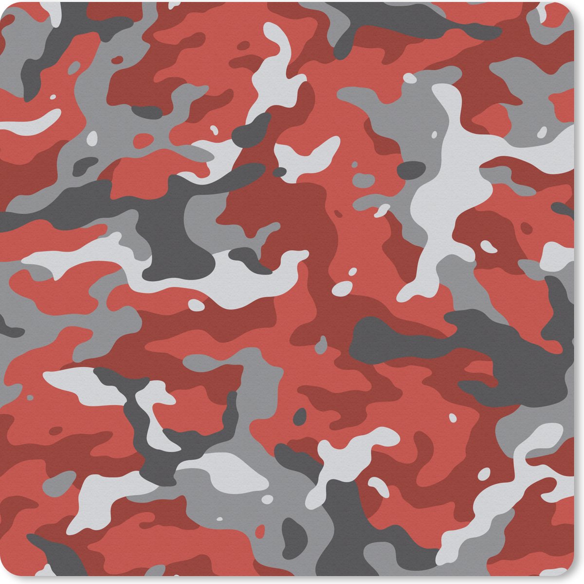 Muismat 30x30 cm - Mousepad Rood met grijs camouflage patroon - Muismatten