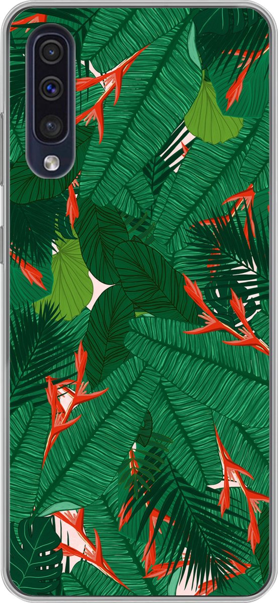 Telefoonhoesje Geschikt voor Samsung Galaxy A50 hoesje - Bloemen - Bladeren - Patronen - Siliconen Telefoonhoesje Telefoonhoesje