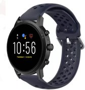 Siliconen Smartwatch bandje - Geschikt voor  Fossil Gen 5 siliconen bandje met gaatjes - donkerblauw - Strap-it Horlogeband / Polsband / Armband