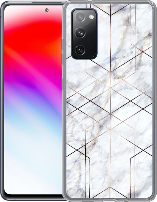 Coque Samsung Galaxy S20 FE - Marbre - Or - Wit - Siliconen - Sinterklaas - Noël - Cadeaux - Cadeaux de chaussures