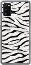Geschikt voor Samsung Galaxy A41 hoesje - Dierenprint - Zebra - Wit - Siliconen Telefoonhoesje